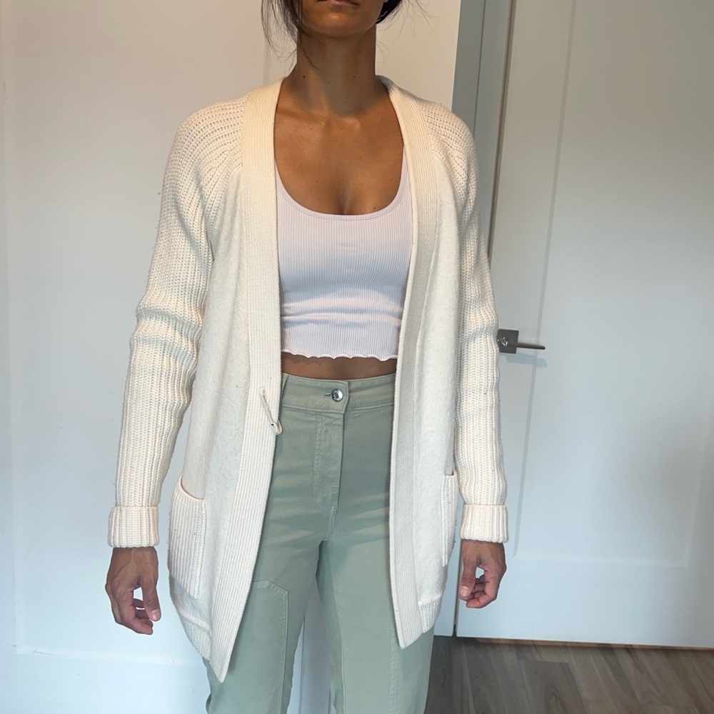 Women's Cream Open-Front Sweater